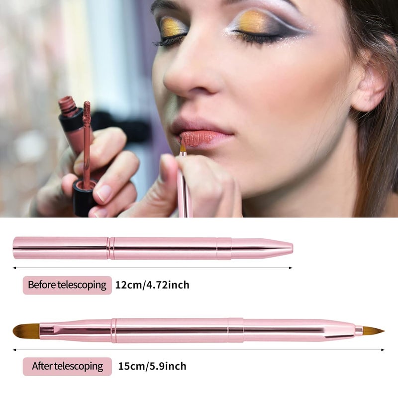Unaone [2 Pack] Lip Brush for Lipstick, Retractable Lip Brushes, Dual-ended Makeup Brush for Lipstick Lip Gloss, Include Lid - Image 2